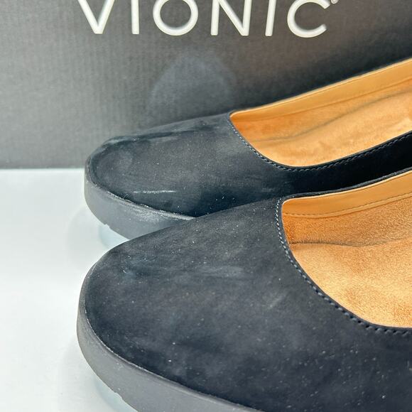 Vionic Sereno Wedge Slip On Black Nubuck Pumps I8693L1001 Women's 11 Wide - Picture 12 of 14